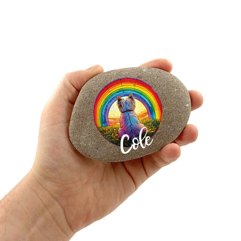 Rainbow West Highland Terrier Personalised Pebble